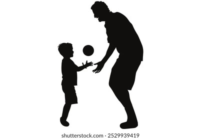 Father and Son Silhouette - Parent and Child Moment Stock Illustration.