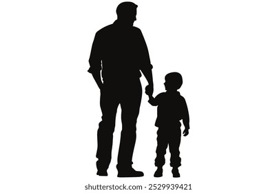 Padre e hijo silueta - padre e hijo Momento Ilustración de stock.