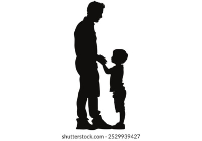 Father and Son Silhouette - Parent and Child Moment Stock Illustration.