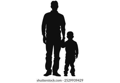 Father and Son Silhouette - Parent and Child Moment Stock Illustration.