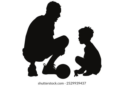 Father and Son Silhouette - Parent and Child Moment Stock Illustration.