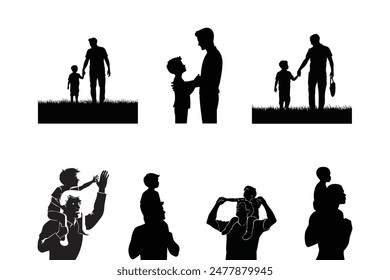 Father with Son Silhouette set on a white background.