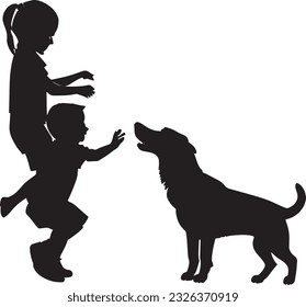 Father And Son Silhouette Vector Art Icons.