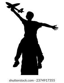 Father And Son Silhouette Vector Art