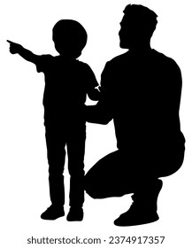 Father And Son Silhouette Vector Art