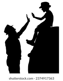 Father And Son Silhouette Vector Art