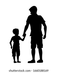 Father Son Silhouette Vector Illustration Fathers Stock Vector (Royalty ...