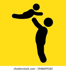 Father and son silhouette vector illustration. Father's day concept, Happy father's day, On a yellow background, Icon