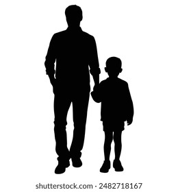 Father and son silhouette vector illustration