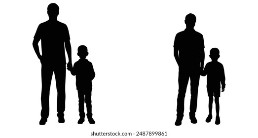 Vater und Sohn Silhouette Vektorillustration