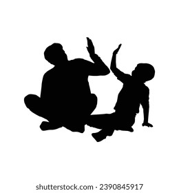 silueta padre e hijo. Silueta vectorial de padre e hijo sobre fondo blanco. padre y niño de la silueta negra aislados en fondo blanco. ilustración vectorial. diseño dibujado a mano.