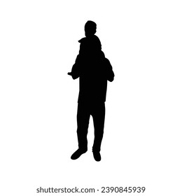 silueta padre e hijo. Silueta vectorial de padre e hijo sobre fondo blanco. padre y niño de la silueta negra aislados en fondo blanco. ilustración vectorial. diseño dibujado a mano.