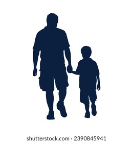 Vater und Sohn Silhouette. Vektorsilhouette von Vater und Sohn auf weißem Hintergrund. schwarze Silhouette, Vater und Kind einzeln auf weißem Hintergrund. Vektorgrafik. handgezeichnet.