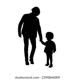 silueta padre e hijo. Silueta vectorial de padre e hijo sobre fondo blanco. padre y niño de la silueta negra aislados en fondo blanco. ilustración vectorial. diseño dibujado a mano.