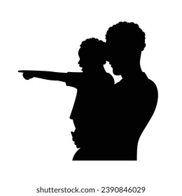 silueta padre e hijo. Silueta vectorial de padre e hijo sobre fondo blanco. padre y niño de la silueta negra aislados en fondo blanco. ilustración vectorial. diseño dibujado a mano.