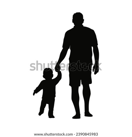 Similar – Image, Stock Photo Shadow of father and son on a tour with snowshoes and snowboard