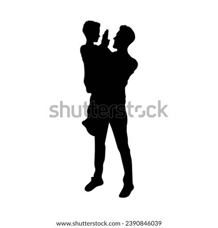 Similar – Image, Stock Photo Shadow of father and son on a tour with snowshoes and snowboard