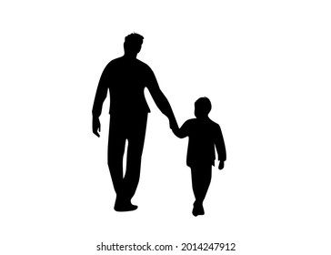Father and son silhouette white background