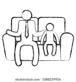 father and son sitting in sofa