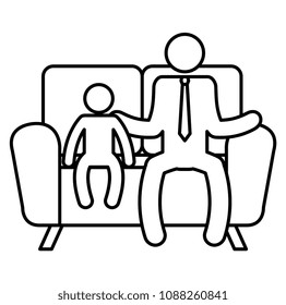 father and son sitting in sofa