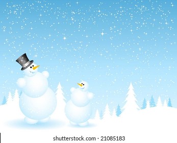 Vater- und Sohn-Schneemänner