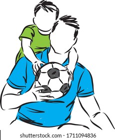 padre e hijo jugando fútbol juntos ilustración vectorial