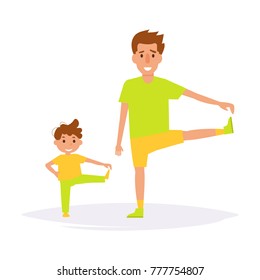 Father and son. Sport, Vector. Cartoon. Isolated art on white background. Flat