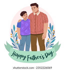 Father and son standing together