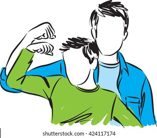 father and son strength concept illustration