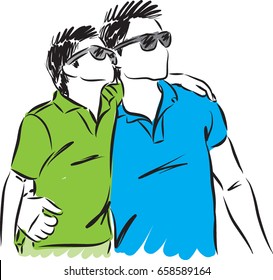 FATHER AND SON WITH SUNGLASSES vector illustration
