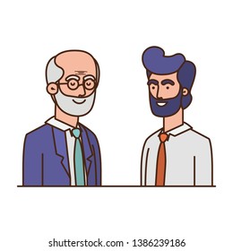 father with son talking avatar character