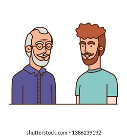 father with son talking avatar character