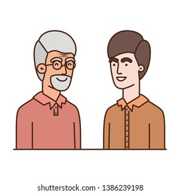 father with son talking avatar character