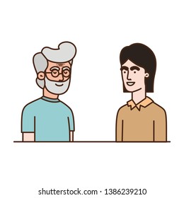 father with son talking avatar character