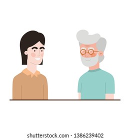 father with son talking avatar character