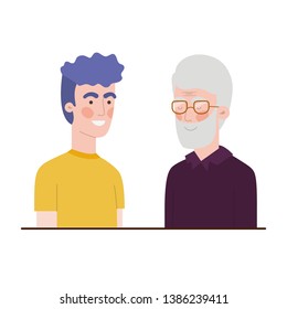 father with son talking avatar character