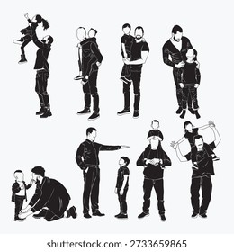 Father and son together in a fun activity