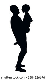 father and son together, silhouette vector