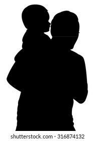 father and son together, silhouette vector 