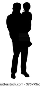 father and son together, silhouette vector 