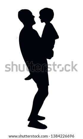 father and son together, silhouette vector
