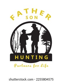 Father and son vector hunting t-shirt and illustration.