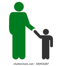 Father With Son vector icon. Style is bicolor flat symbol, green and gray colors, rounded angles, white background.
