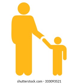 Father With Son vector icon. Style is flat symbol, yellow color, rounded angles, white background.