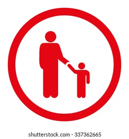 Father With Son vector icon. Style is flat rounded symbol, red color, rounded angles, white background.