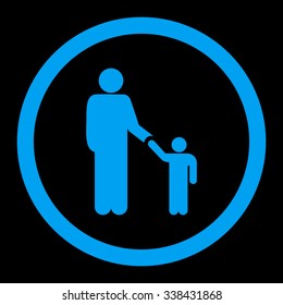 Father With Son vector icon. Style is flat rounded symbol, blue color, rounded angles, black background.