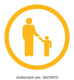 Father With Son vector icon. Style is flat rounded symbol, yellow color, rounded angles, white background.