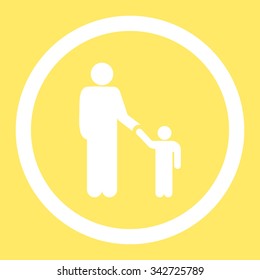 Father With Son vector icon. Style is flat rounded symbol, white color, rounded angles, yellow background.