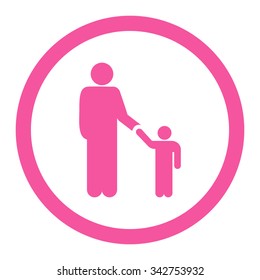 Father With Son vector icon. Style is flat rounded symbol, pink color, rounded angles, white background.