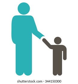 Father With Son vector icon. Style is bicolor flat symbol, grey and cyan colors, rounded angles, white background.